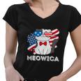 Funny 4Th Of July Great American Flag Cute Cat Women V-Neck T-Shirt