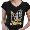 Funny Gift 40 Fabulous 40 Years Gift 40Th Birthday Diamond Crown Shoes Gift Women V-Neck T-Shirt