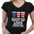 Funny July 4Th Beer Cups American Flag Women V-Neck T-Shirt