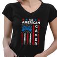 Gamer Patriotic Video Game 4Th Of July Usa Flag Women V-Neck T-Shirt