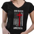 God Bless America Fourth Of July Christian Patriot Usa Flag Funny Gift Women V-Neck T-Shirt