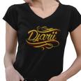 Gold Foil Script Tshirt Women V-Neck T-Shirt