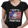 Golf Lets Par Tee American Flag Independence Golf 4Th July Women V-Neck T-Shirt