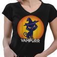 Halloween 2021 Cat Vampurr Vampire Funny Costume Women V-Neck T-Shirt