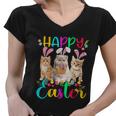 Happy Easter Three Cat Wearing Bunny Funny Gift Ear Bunny Cat Lover Gift Women V-Neck T-Shirt