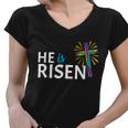 He Is Risen Colorful Cross Women V-Neck T-Shirt