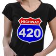 Highway 420 Sign Weed Women V-Neck T-Shirt