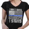 I Dont Kneel I Stand Usa Blue Line Flag Women V-Neck T-Shirt