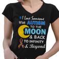 I Love Someone With Autism To The Moon & Back V2 Women V-Neck T-Shirt