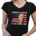 Joe Biden Falling Off His Bicycle Funny Biden Falls Off Bike V4 Women V-Neck T-Shirt