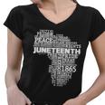 Juneteenth June 19 1865 Africa Word Cloud Art Women V-Neck T-Shirt