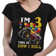 Kids 3 Year Old Shirt 3Rd Birthday Boy Monster Truck CarShirt Women V-Neck T-Shirt