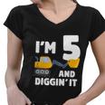Kids Construction Truck 5Th Birthday Boy 5 Year Old Meaningful Gift Women V-Neck T-Shirt
