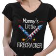 Kids Mommys Little Firecracker Cute 4Th Of July Toddlers Kids Women V-Neck T-Shirt