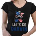 Lets Go Darwin Messy Bun Women V-Neck T-Shirt