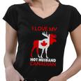 Lgbn I Love Husband Canadian Maple Leaf Animal Canada Day Women V-Neck T-Shirt