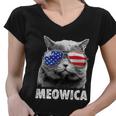 Meowica Cat 4Th Of July Merica Men Women Usa American Flag Women V-Neck T-Shirt