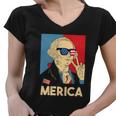 Merica George Washington 4Th Of July Usa Flag Funny American Gift Women V-Neck T-Shirt