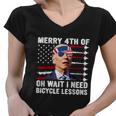 Merry 4Th Of July Biden Bike Bicycle Falls Off Anti Biden Women V-Neck T-Shirt