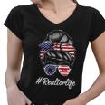 Messy Bun Realtor Life 4Th Of July Plus Size Shirt For Mom Girl Women V-Neck T-Shirt