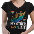My Other Half Lgbtq Couple Matching Gay Boyfriend Lesbian Gift Graphic Design Printed Casual Daily Basic Women V-Neck T-Shirt