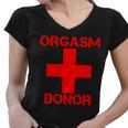 Orgasm Donor Red Imprint Women V-Neck T-Shirt