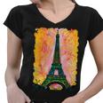 Paris France Colorful Eiffel Tower Women V-Neck T-Shirt