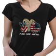 Peace Love America Sunflower Funny 4Th Of July Women V-Neck T-Shirt