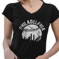 Philadelphia Baseball City Skyline Vintage Tshirt Women V-Neck T-Shirt