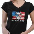 Pitbull Dad American Flag For 4Th Of July Women V-Neck T-Shirt