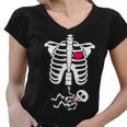 Pregnant Skeleton Ribcage With Baby Costume Women V-Neck T-Shirt