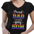 Proud Dad Of Awesome Gay Son Rainbow Pride Month Family Meaningful Gift Women V-Neck T-Shirt