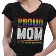 Proud Lesbian Mom Queer Mothers Day Gift Rainbow Flag Lgbt Gift Women V-Neck T-Shirt
