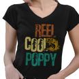Reel Cool Poppy Vintage Fishing Women V-Neck T-Shirt