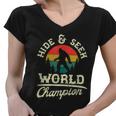 Retro Bigfoot Hide And Seek World Champion Sasquatch Women V-Neck T-Shirt