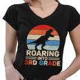 Roaring Into 3Rd Grade Dinosaur Back To School Women V-Neck T-Shirt
