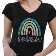 Seven Year Old Rainbow Birthday Gifts For Girls 7Th Bday Women V-Neck T-Shirt