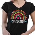 Speducator Rainbow Heart Special Education Teacher Sped Ed Women V-Neck T-Shirt
