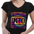 Straight Into Kindergarten Tie Dye Funny Teacher Women V-Neck T-Shirt