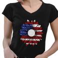 Sunflower American Flag 4Th Of July Independence Day Patriotic Women V-Neck T-Shirt