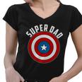 Super Dad Superhero Shield Fathers Day Women V-Neck T-Shirt