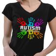 Support Educate Advocate Autism Handprint Tshirt Women V-Neck T-Shirt
