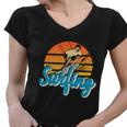 Surfing Vintage Summer Vacation Surf Women V-Neck T-Shirt
