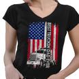 Trucker Trucker Best Truckin Dad Ever Usa Flag Driver Fathers Day _ Women V-Neck T-Shirt