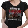 Trucker Trucker Support I Stand With Truckers Freedom Convoy _ Women V-Neck T-Shirt