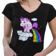 Unicorn Pooping A Rainbow Tshirt Women V-Neck T-Shirt