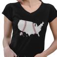 Us Map American Baseball Women V-Neck T-Shirt