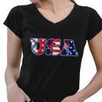 Usa Patriotic Logo Star Stripes Patterns Tshirt Women V-Neck T-Shirt