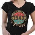 Vintage 1942 Birthday 80 Years Of Being Awesome Emblem Women V-Neck T-Shirt