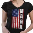 Vintage Grunge Maga American Flag Women V-Neck T-Shirt
